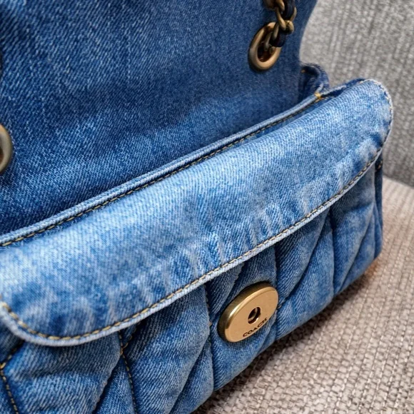 Quilted Denim Pillow Tabby Shoulder Bag - Picture 3 of 6